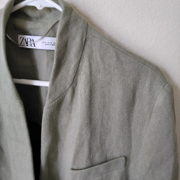 Zara Women's Linen Oversized Blazer Coat In Sage Green Size S Jacket - Picture 4 of 10